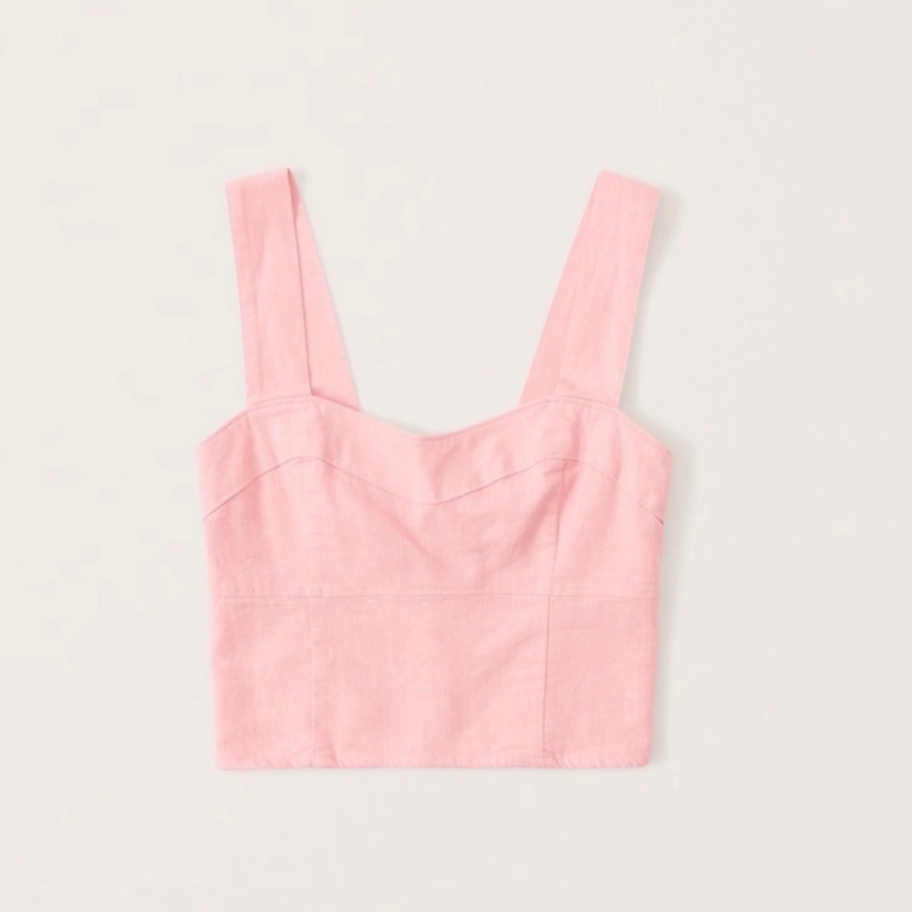 Abercrombie & Fitch Linen Blend Corset Top Pink XS